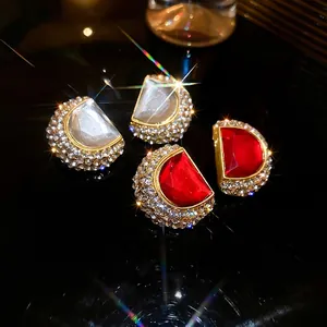 Boucles D'Oreilles Puces En Forme De D Avec Strass Et Tige En Argent Sterling 925 Style Vintage Français Pour Femme