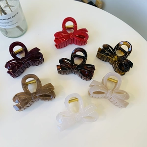 Elegant Bowknot Hair Claw Clip Irregular Round Resin Shark Clip For Thick Hair Stylish Hair Accessories For Women