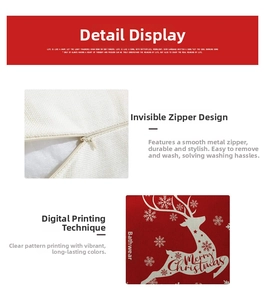 Detail of Christmas pillowcase with invisible zipper and digital reindeer print