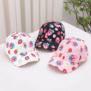 Kinderen Aardbei Print Honkbalpet Polyester Verstelbare Zonbescherming Hoed Voor Meisjes Mode Zonnescherm Buiten