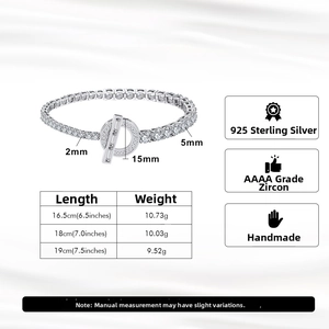 Tableau des tailles indiquant longueurs 16,5-19cm et poids du bracelet argent S925