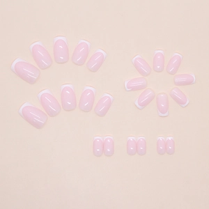 French tip press on nails in nude pink and white color with 24 pieces set