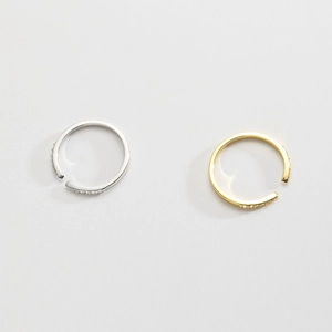 Minimalist S925 sterling silver open rings in gold and silver with cubic zirconia