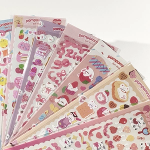 Glitter laser stickers set featuring cute cartoon bears cats and dogs for DIY journaling