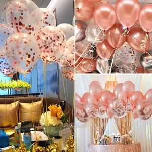 Rose gold sequin and metallic latex balloons set for wedding or birthday party decor