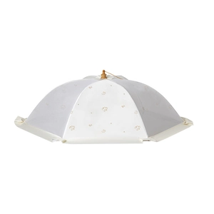 Couvre-plat pliable en maille blanche avec motifs décoratifs de nuages dorés