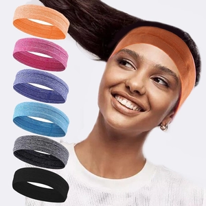Close-up of elastic cotton sweatbands in multiple colors for sports and running