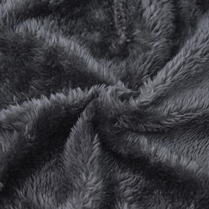 Detailed macro view of plush charcoal grey chenille fleece lining for winter beanies