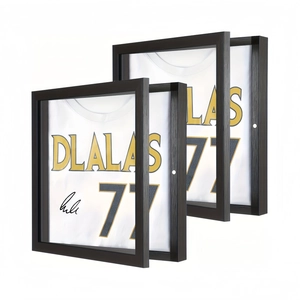 3-Pack black jersey shadow box frames for mini sports shirts with magnetic closure