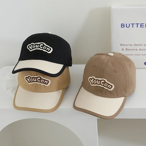 Casquette De Baseball Pour Enfants Mélange De Coton Broderie De Lettres Couleur Contrastée Chapeau De Soleil Respirant Pour Garçons Filles