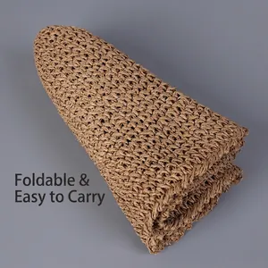 Handmade khaki woven bucket hat with a foldable and packable design for easy travel