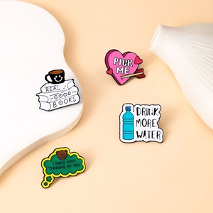 Creative enamel pin set with motivational English text for clothing and bag decoration