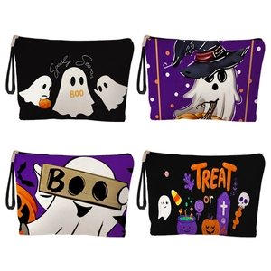Lot de trousses de maquillage Halloween fantôme noir et violet avec motifs Boo