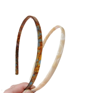 Slim acetate hairband set featuring tortoiseshell and marble patterns for women