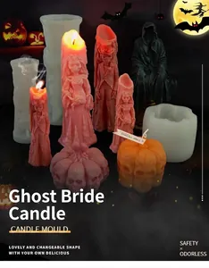Detailed silicone molds for Halloween skull bride and grim reaper candles with fine textures
