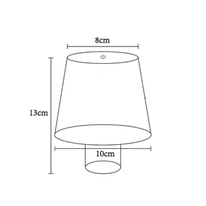 Technical drawing of the lamp shade with dimensions: top 8cm, height 13cm, base 10cm