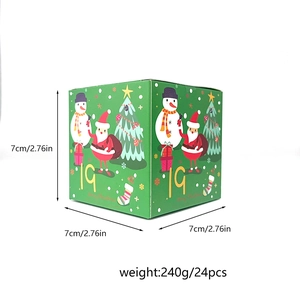 Set of 24 green Christmas advent calendar gift boxes with numerical countdown design