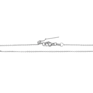 Detailed macro of silver adjustable necklace chain with lobster clasp and slider bead