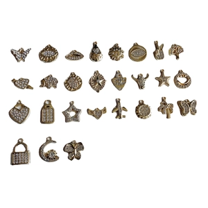 Assorted gold plated alloy pendants with rhinestones in star, moon and butterfly shapes