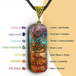Chakra Orgonite Energy Pendant Necklace With Natural Crushed Stones Resin Copper Spiral Healing Yoga Jewelry Men Women