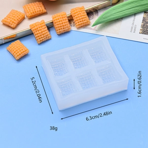 6-cavity square grid silicone mold for chocolate and mini biscuits baking 6.3x5.2x1.6cm