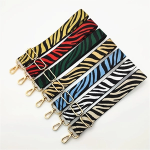Replacement Shoulder Strap Adjustable Polyester Webbing Zebra Pattern Animal Print Metal Buckles For Crossbody Handbag
