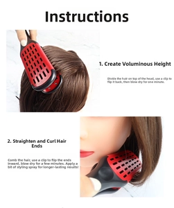 Macro view of styling brush being used for root volume and hair straightening