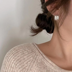 Minimalist 925 sterling silver curved stud earrings with textured vintage silver finish