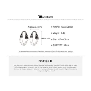 Spécifications de taille pour boucles d'oreilles à pompons géométriques avec zircons et cuivre