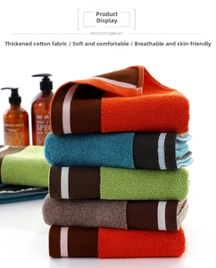 Detail showing colorful thick cotton towels with soft absorbent looped pile structure