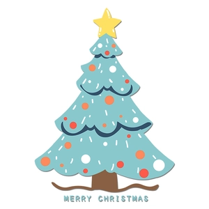 Blue Christmas tree window static sticker with Merry Christmas text for festive home decor