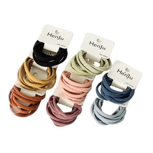 Set of 40 high elasticity Morandi color hair bands on display cards for daily styling