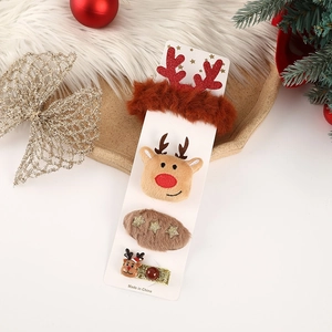 Christmas reindeer hair accessories set with plush antlers and star clips for festive gifts