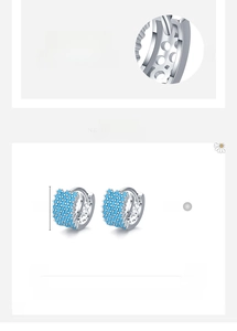 Detail view of 925 sterling silver hoop earrings with turquoise stones and measurements
