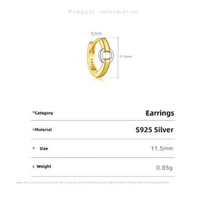 Detailed size specifications for S925 sterling silver hoop earrings with 11.5mm height