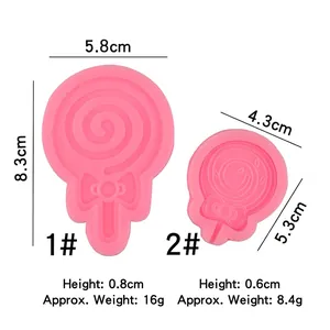 Pink lollipop silicone mold set in large and small sizes for DIY cake baking and chocolate