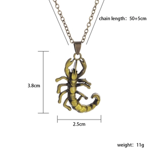 Vintage bronze scorpion pendant necklace for men with size and weight measurements