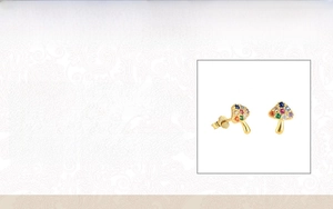 Detailed specs of 925 sterling silver mushroom earrings with colorful cubic zirconia