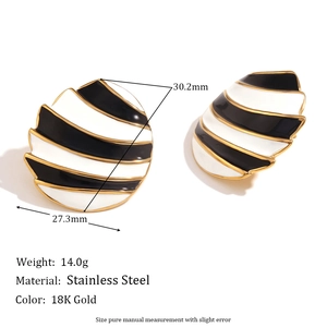 Oval striped sailboat earrings in 18K gold-plated stainless steel for women