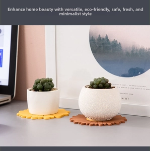Sunflower shaped silicone heat resistant coasters in yellow and brown colors for dining tables