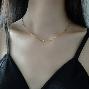 Minimalist 18k gold plated stainless steel lip chain necklace for women jewelry