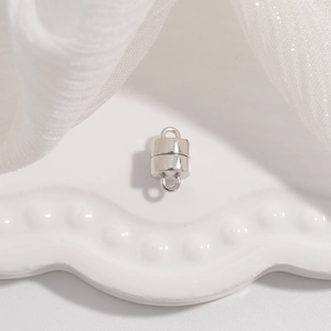 Macro detail of silver S925 sterling silver magnetic clasp for jewelry DIY making