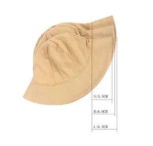 Size comparison chart showing brim widths for S, M, and L embroidered kids sun hats