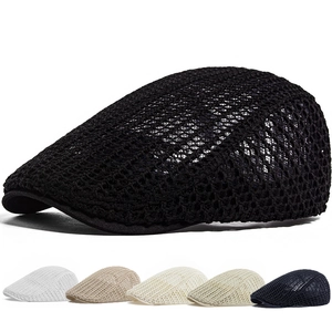 Mesh Flat Cap Summer Breathable Polyester Ivy Hat For Men Women Sunshade Adjustable Retro Artist Beret