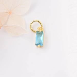 Vergulde rechthoekige blauwe zirkoon hanger voor DIY sieraden en kettingen maken