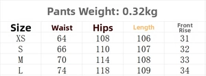 Size chart detail for solid color wide-leg trousers showing waist and hip measurements