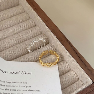 Minimalist 925 sterling silver heart rings in gold and silver finish in a luxury box