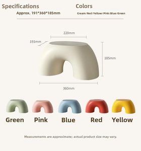 Detailed dimensions of the Nordic rainbow plastic stool showing length, width, and height