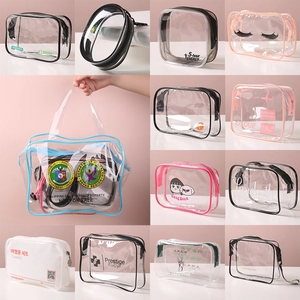 Waterproof clear PVC toiletry bag with zipper and handle in multiple colors