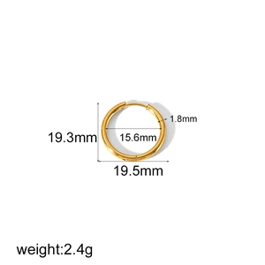 Detaillierte Größentabelle mit 19,5 mm Durchmesser und 1,8 mm Breite der Goldohrringe